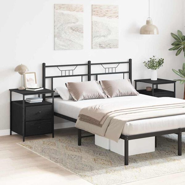 vidaXL Nakts skapītis 2 pcs Melns ozolkoks 34 x 35,5 x 50 cm