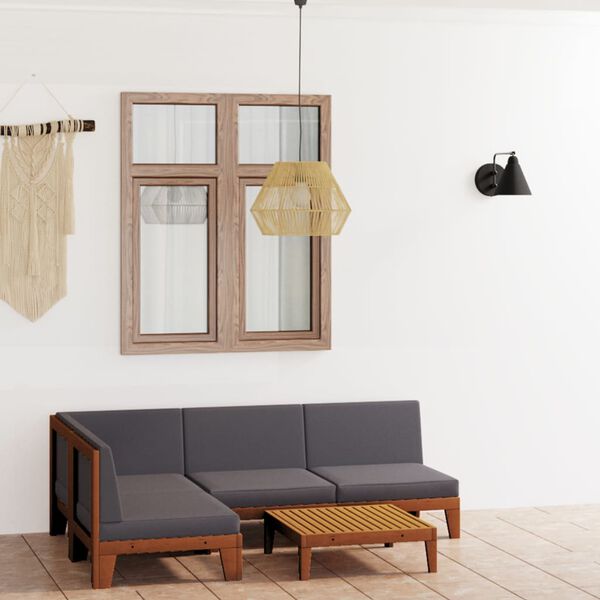 vidaXL 5-daļīgs dārza atpūtas mēbeļu komplekts, akācijas masīvkoks