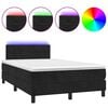 vidaXL atsperu gulta ar matraci, LED, melns samts, 120x190 cm