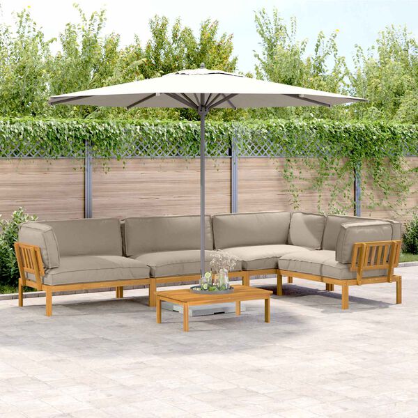 vidaXL Dīvānu komplekts 5 pcs Pelēkbrūna Cietā akācijas koks