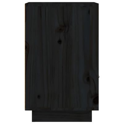 vidaXL naktsskapītis, melns, 40x34x55 cm, priedes masīvkoks