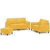 vidaXL trīsdaļīgs dīvānu komplekts ar spilveniem, dzeltens samts