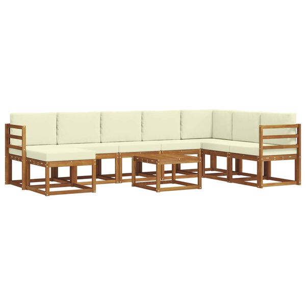 vidaXL Āra dīvānu komplekts ar spilvenu 9 pcs Dabisks un krējuma