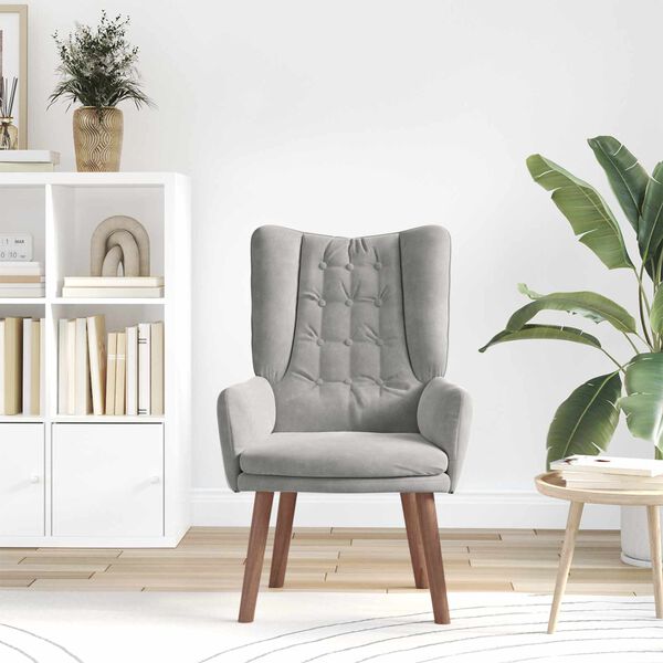 vidaXL atpūtas krēsls Gai&scaron;i pelēks 63 x 67 x 94 cm Samts