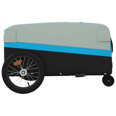 vidaXL velosipēda piekabe, 45 kg, melna un zila, dzelzs