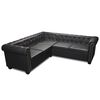 vidaXL piecvietīgs Chesterfield dīvāns, melna mākslīgā āda