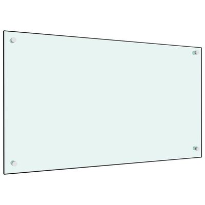 vidaXL virtuves sienas panelis, 90x50 cm, rūdīts stikls, balts
