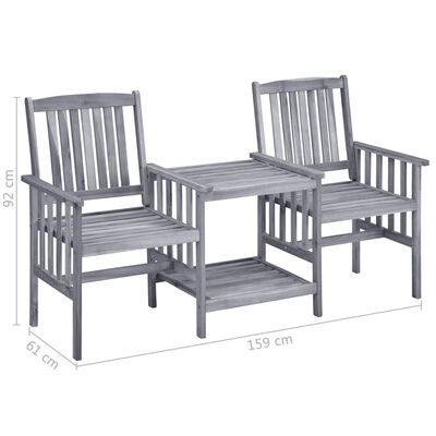 vidaXL dārza krēsli ar galdiņu, 159x61x92 cm, akācijas masīvkoks