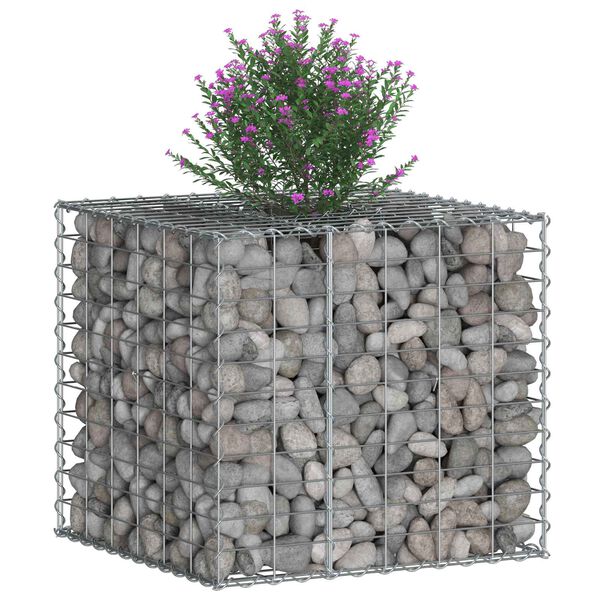 vidaXL Gabions pacelta gulta Sudraba 60 x 60 x 55 cm Cinkots tērauds