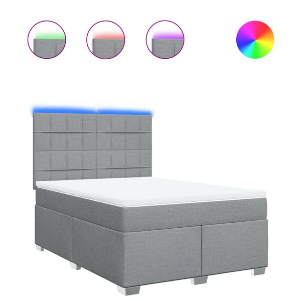 vidaXL atsperu gulta ar matraci, gai&scaron;i pelēka audums, 140x190 cm