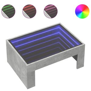 vidaXL kafijas galdiņ&scaron; ar LED, betona pelēks, 70x50x30 cm