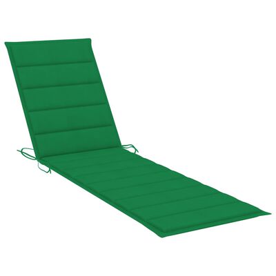 vidaXL sauļošanās zvilnis ar zaļu matraci, masīvs tīkkoks