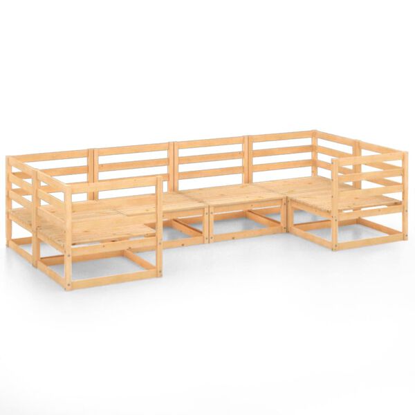 vidaXL 6-daļīgs dārza atpūtas mēbeļu komplekts, priedes masīvkoks