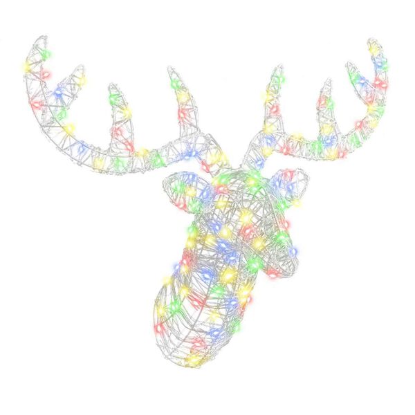 vidaXL Briedis galva su 140 LED krāsains 68 x 36,5 x 62,5 cm Akrils