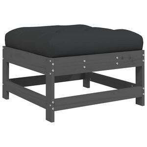 vidaXL dārza soliņ&scaron; ar matraci, pelēks priedes masīvkoks