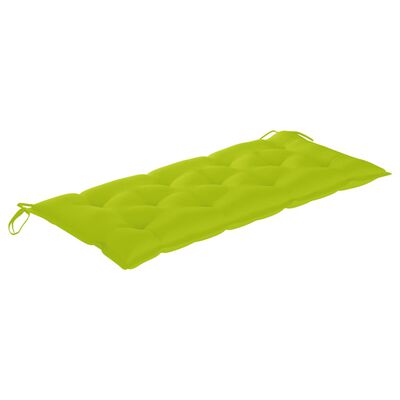 vidaXL šūpuļsols ar spilgti zaļu matraci, 120 cm, masīvs tīkkoks