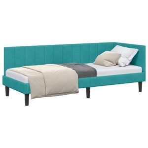 vidaXL Stūra gultas rāmis Tirkīzzila 80 x 200 cm Samts