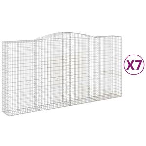 vidaXL arkveida gabiona grozi, 7 gb., 400x50x200/220cm, cinkota dzelzs