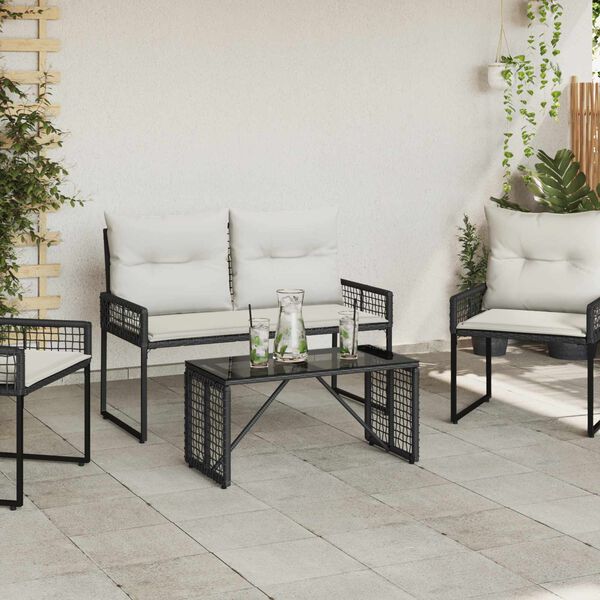 vidaXL Āra galds Melns 80 x 40 x 40 cm PE Rattan un stikls