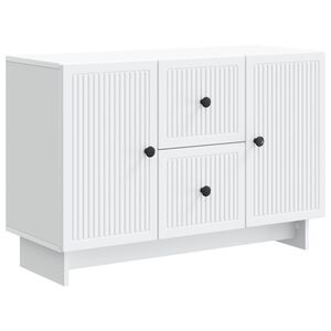 vidaXL Puse ar atvilktni Balts 89 x 34,5 x 60 cm Inženierijas koks