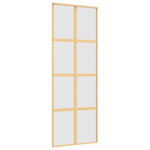 vidaXL bīdāmās durvis, zeltainas, 76x205 cm, ESG stikls un alumīnijs