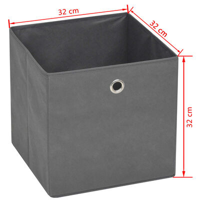 vidaXL uzglabāšanas kastes, 4 gab., neausts pelēks audums, 32x32x32 cm