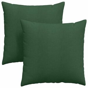 vidaXL Dīvāna spilveni 2 pcs Tum&scaron;i zaļ&scaron; 60 x 60 cm Korduroja audums