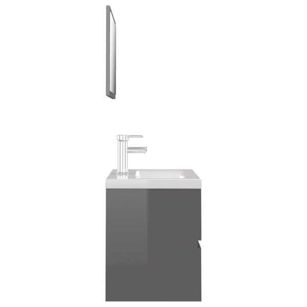 vidaXL vannasistabas mēbeļu komplekts, spīdīgi pelēks, skaidu plāksne