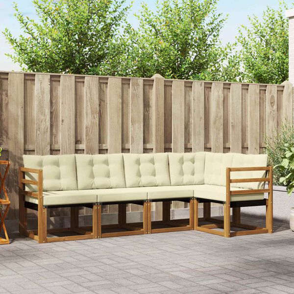 vidaXL Āra dīvānu komplekts ar spilvenu 5 pcs Dabīgs un melns