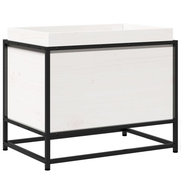 vidaXL dārza puķu kaste, balta, 60x40x50 cm, priedes masīvkoks