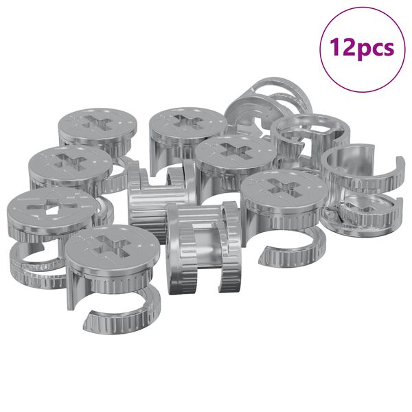 vidaXL Kameru bloķē&scaron;anas uzgriežņi 12 pcs Sudraba 15 x 11,5 mm Metāls