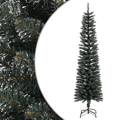 vidaXL mākslīgā Ziemassvētku egle ar statīvu, šaura, 180 cm, zaļa, PVC