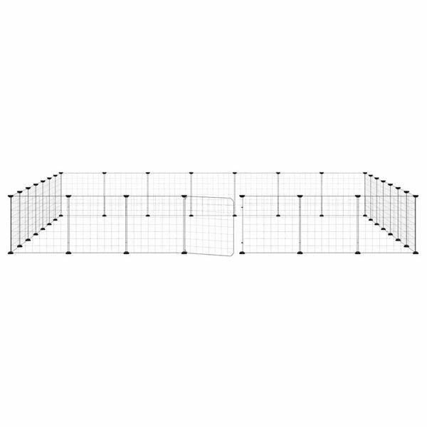 vidaXL 28 paneļu mājdzīvnieku būris ar durvīm, melns, 35x35cm, tērauds
