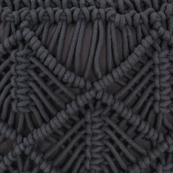 vidaXL pufs, mezglo&scaron;anas tehnikā, roku darbs, pelēks, 45x30 cm