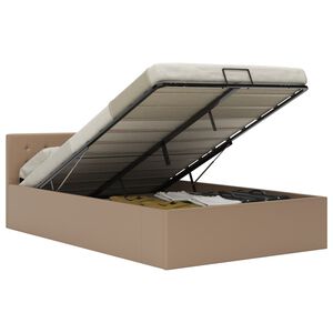 vidaXL gulta, hidraulikas mehānisms, kapučīno mākslīgā āda, 140x200 cm