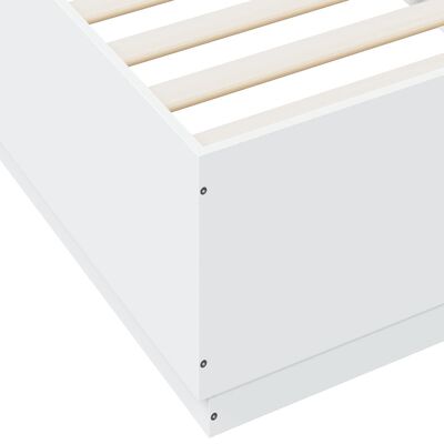 vidaXL gultas rāmis ar LED, balts, 90x200 cm, inženierijas koks