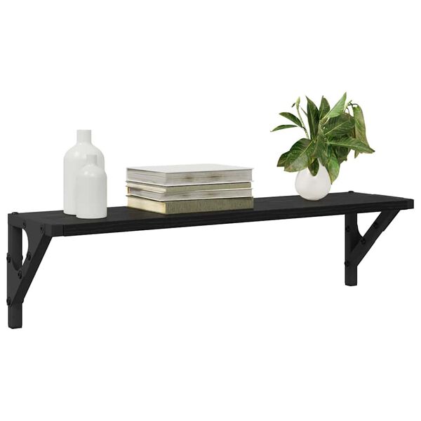 vidaXL Sienas plaukti 2 pcs Melns ozolkoks 60 x 15 x 15,5 cm