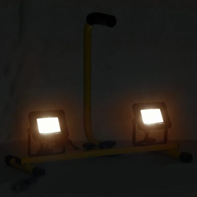 vidaXL LED prožektors ar rokturi 2x10 W, silti balta gaisma
