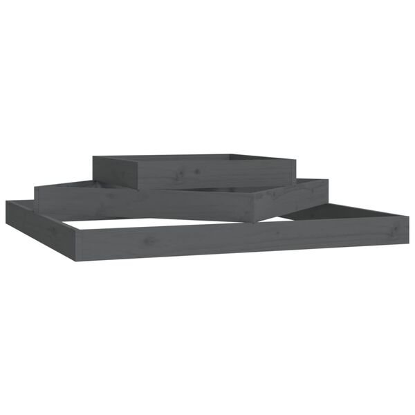 vidaXL puķu kaste, pelēka, 112x112x27 cm, priedes masīvkoks