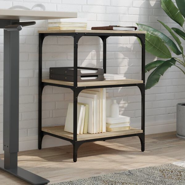 vidaXL printera statīvs, 3 līmeņi, ozola krāsa, 50x41x75 cm, koks