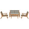 vidaXL Dārza krēsli ar galdu 4 pcs Pelēka 90 x 45 x 40 cm