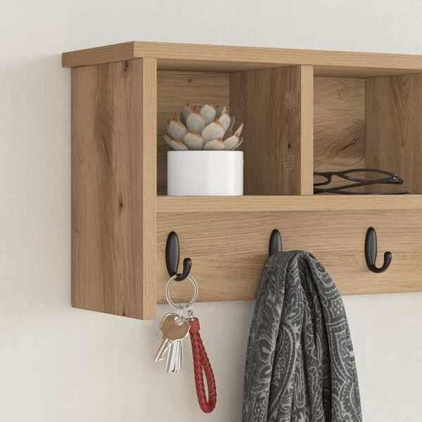 vidaXL Sienas pakaramais ar plauktu amatnieku ozola 75 x 16 x 26 cm