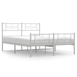 vidaXL gultas rāmis ar galvgali un kājgali, balts metāls, 150x200 cm