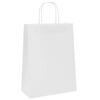vidaXL papīra maisiņi 50 gab. ar rokturiem, balti, 26x12x35 cm