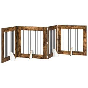 vidaXL Salokāms suņu vārti ar statīviem 4 pcs Kūpināts ozols 321 cm
