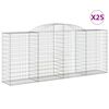 vidaXL arkveida gabiona grozi, 25gb., 300x50x120/140cm, cinkota dzelzs