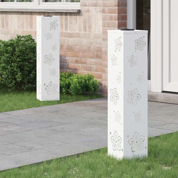 vidaXL Saules LED ceļa gaisma 2 pcs Balts Auksti velmēts tērauds