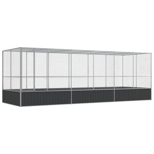 vidaXL putnu māja, sudraba krāsa, 625x207x212 cm, tērauds