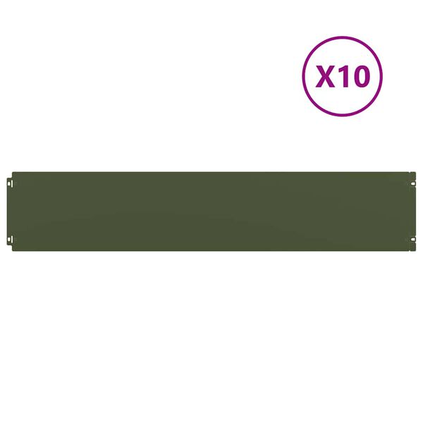 vidaXL zāliena apmales 10 gab Olive Green Auksti velmēts tērauds