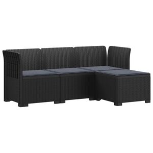 vidaXL 4-vietīgs dārza dīvāns ar spilveniem Rattan izskats PP
